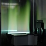 Grüne Flamme einer Bariumverbindung in einer Flammtechnik-Demonstration